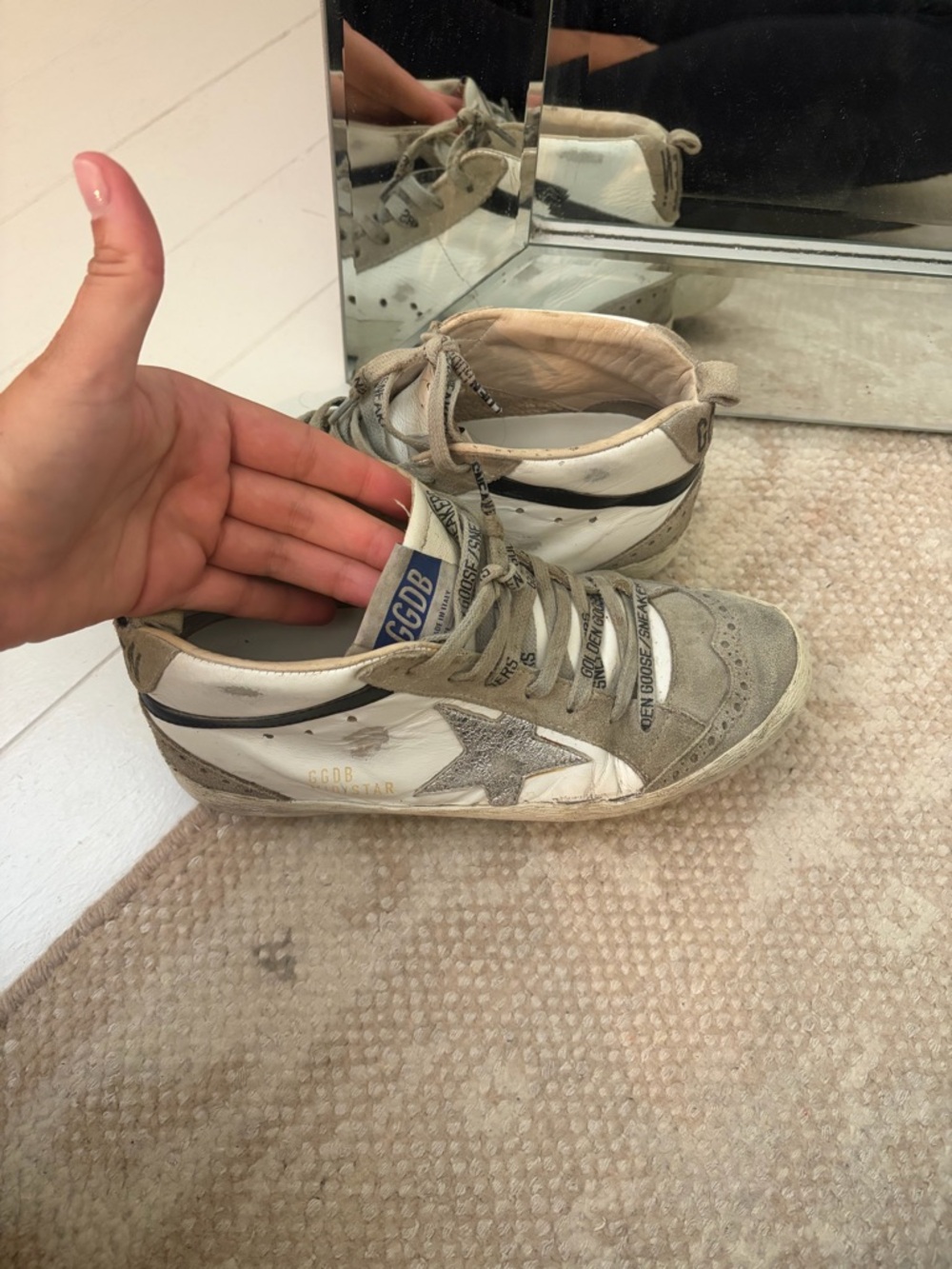 Golden Goose White, Gray & Silver Star Low-Top Sneakers